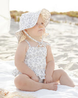 Ruffled One-Piece Swimsuit- Blue Floral by Quincy Mae