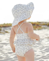Ruffled One-Piece Swimsuit- Blue Floral by Quincy Mae