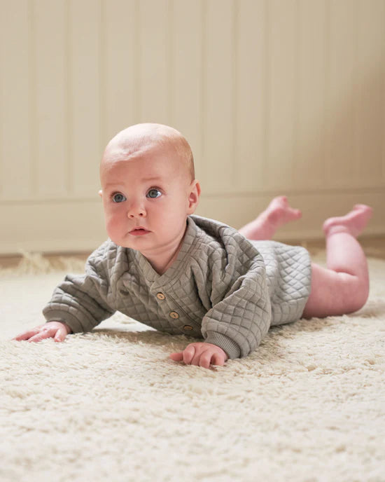 Henley Bubble Romper || Dusty Blue by Quincy Mae