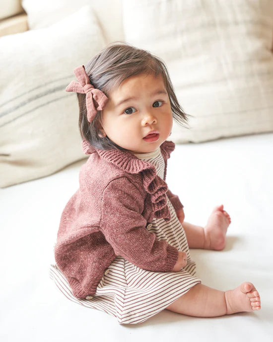 Ruffle Collar Cardigan || Plum Heather by Quincy Mae