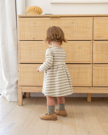 Long Sleeve Baby Dress || Basil Stripe by Quincy Mae