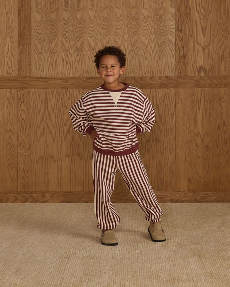 Relaxed Jogger || Burgundy Stripe by Rylee + Cru