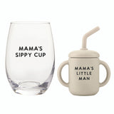 Wine Glass + Sippy Cup Set- Mama + Lil Man by Stephan Baby