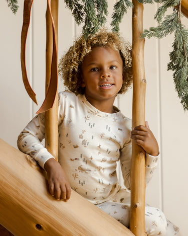 Organic Long Sleeve Pajama Set || Winter Town by Rylee + Cru