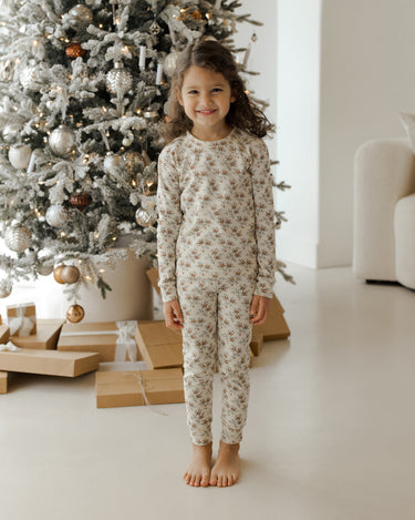 Organic Long Sleeve Pajama Set || Holiday Floral by Rylee + Cru
