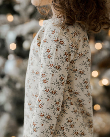 Organic Long Sleeve Pajama Set || Holiday Floral by Rylee + Cru