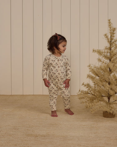 Organic Long John Pajamas || Holiday Floral by Rylee + Cru