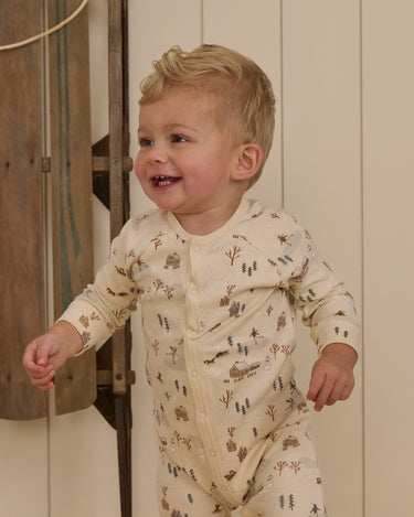Organic Long John Pajamas || Winter Town by Rylee + Cru