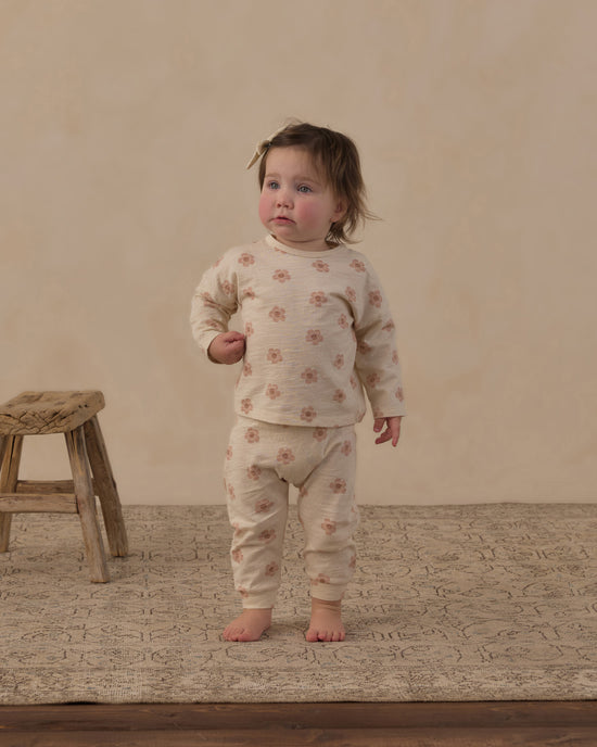 Long Sleeve Tee + Pant Set || Pink Daisies by Rylee + Cru