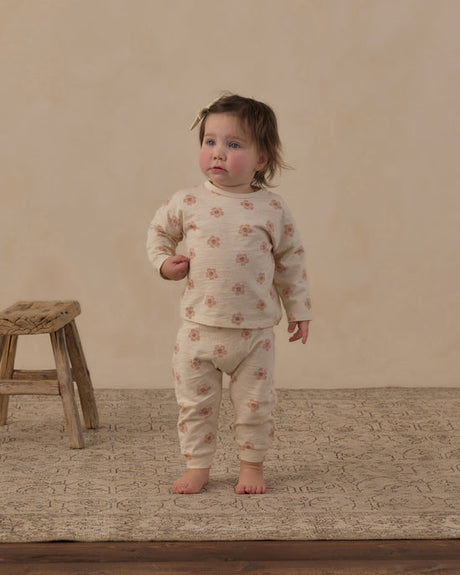 Long Sleeve Tee + Pant Set || Pink Daisies by Rylee + Cru