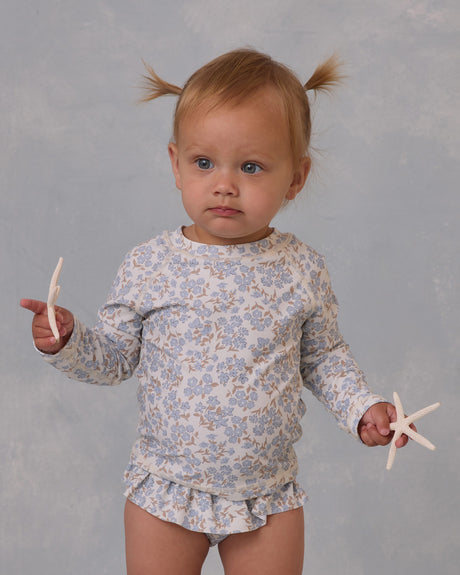 Rashguard Girls Set || Blue Ditsy by Rylee + Cru