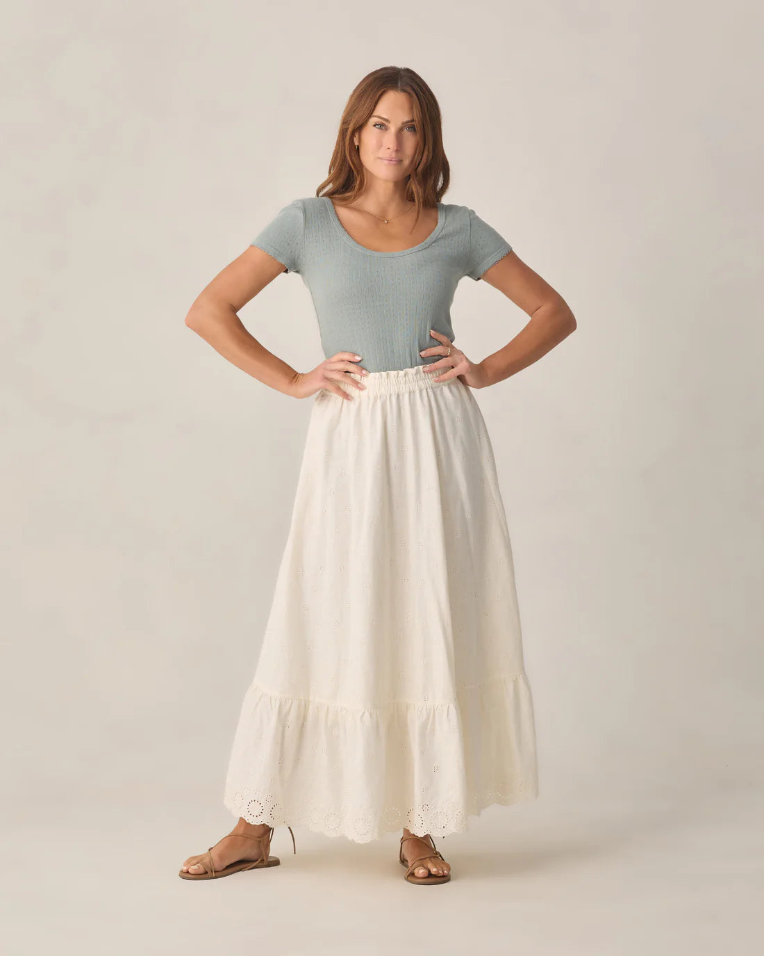 Rose Maxi Skirt || Ivory by Rylee + Cru