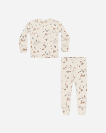 Organic Long Sleeve Pajama Set || Winter Town by Rylee + Cru