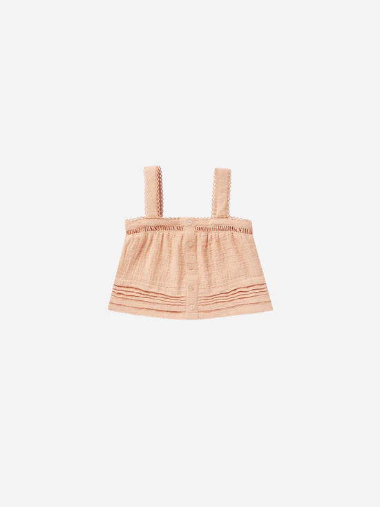 pleat tank || apricot by Rylee + Cru