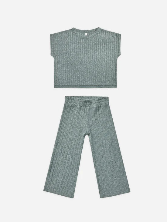 cozy rib knit set || heathered indigo by Rylee + Cru