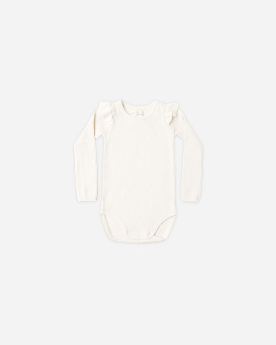 Shoulder Ruffle Bodysuit || Natural by Rylee + Cru