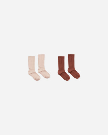 Ribbed Socks || Brick, Rose by Rylee + Cru