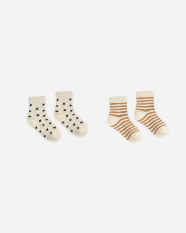 Jacquard Socks, 2-Pack || Fawn Stripe, Midnight Stars by Rylee + Cru