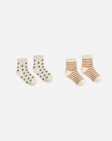 Jacquard Socks, 2-Pack || Fawn Stripe, Midnight Stars by Rylee + Cru