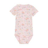 Ribbed Short Sleeve Bodysuit in Floral by Minymo