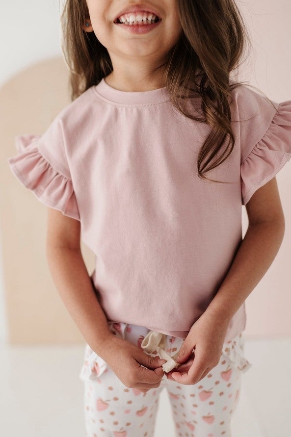 Ruffle Sleeve Top- Spring Mauve by Babysprouts