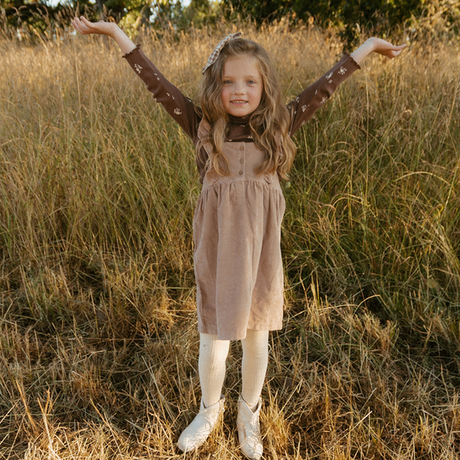 Organic Ruffle Corduroy Dress - Taupe by Makemake