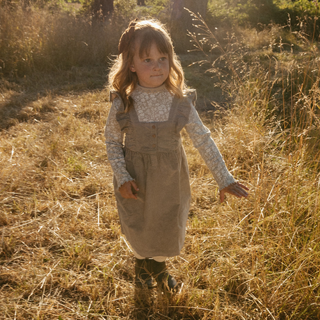 Organic Ruffle Corduroy Dress - Olive by Makemake