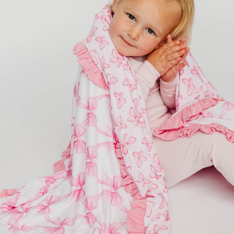 Bamboo Ruffled Three-Layer Quilt- Bow My Gosh by Copper Pearl