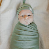 Rib Knit Swaddle Blanket- Clover by Copper Pearl