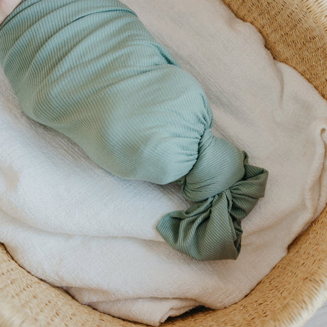 Rib Knit Swaddle Blanket- Clover by Copper Pearl