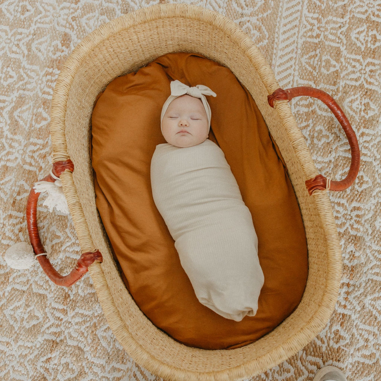 Rib Knit Swaddle Blanket- Moonstone by Copper Pearl