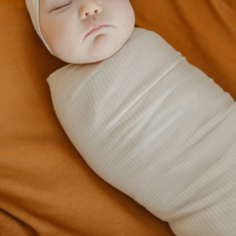 Rib Knit Swaddle Blanket- Moonstone by Copper Pearl