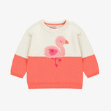 Cream and pink sweater with flamingo by Sourismini