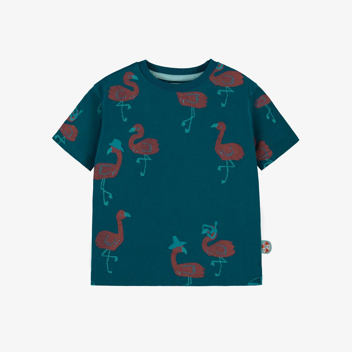 Turquoise T-Shirt - Flamingos by Sourismini