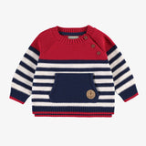 Red and blue striped knitted sweater by Sourismini