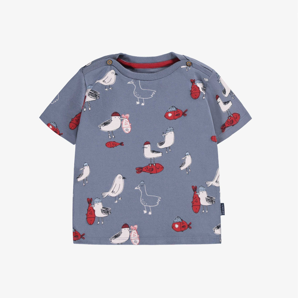 Blue Seagull T-shirt by Sourismini