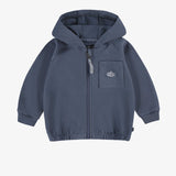 Navy blue hooded vest by Sourismini