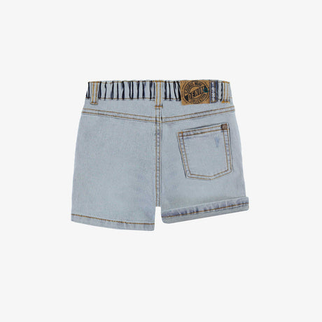 Pale Distressed Denim Shorts by Sourismini