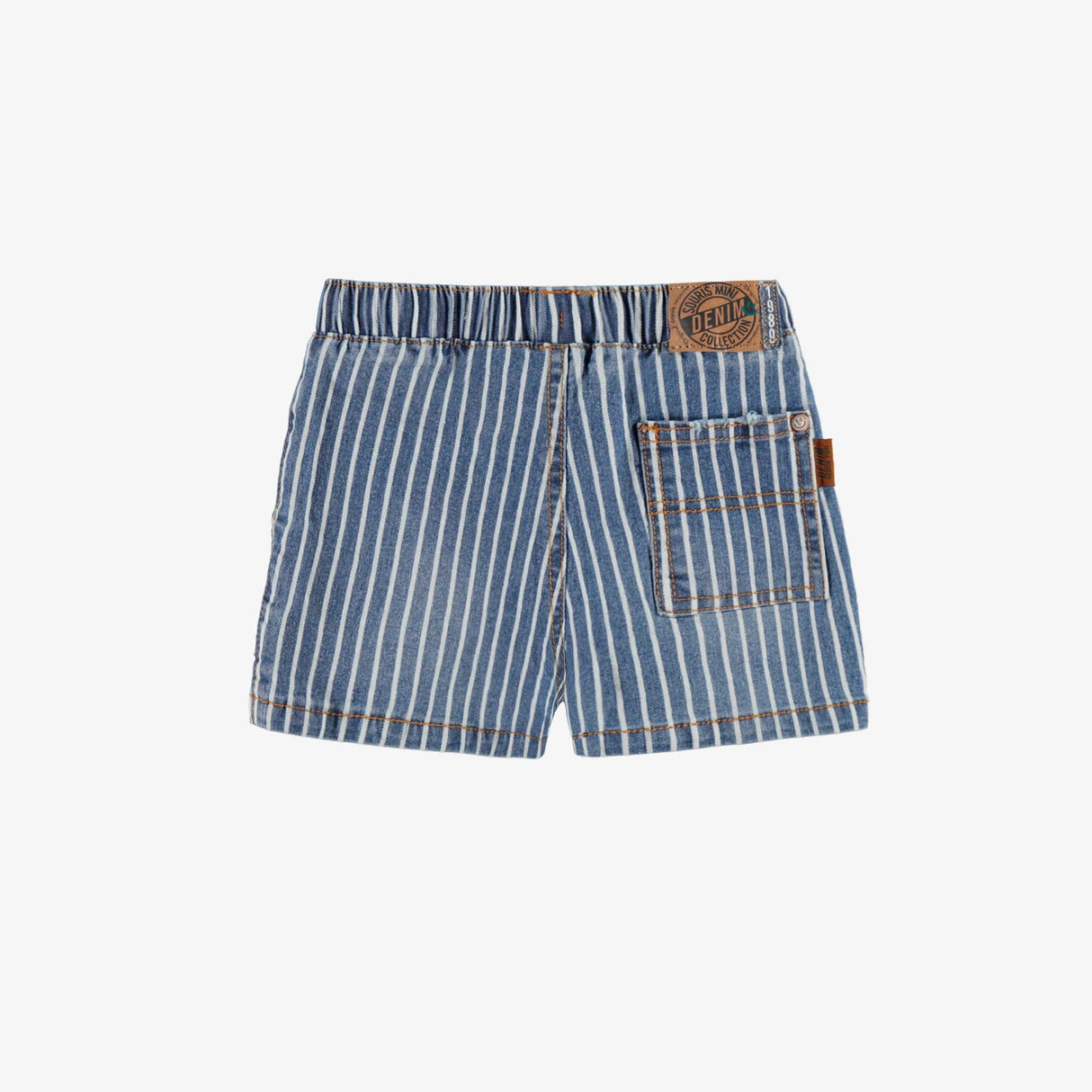 Striped Denim Shorts by Sourismini