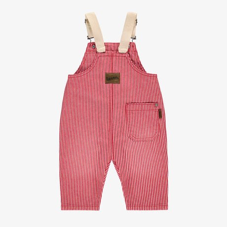 Red and White Striped Denim Overalls by Sourismini