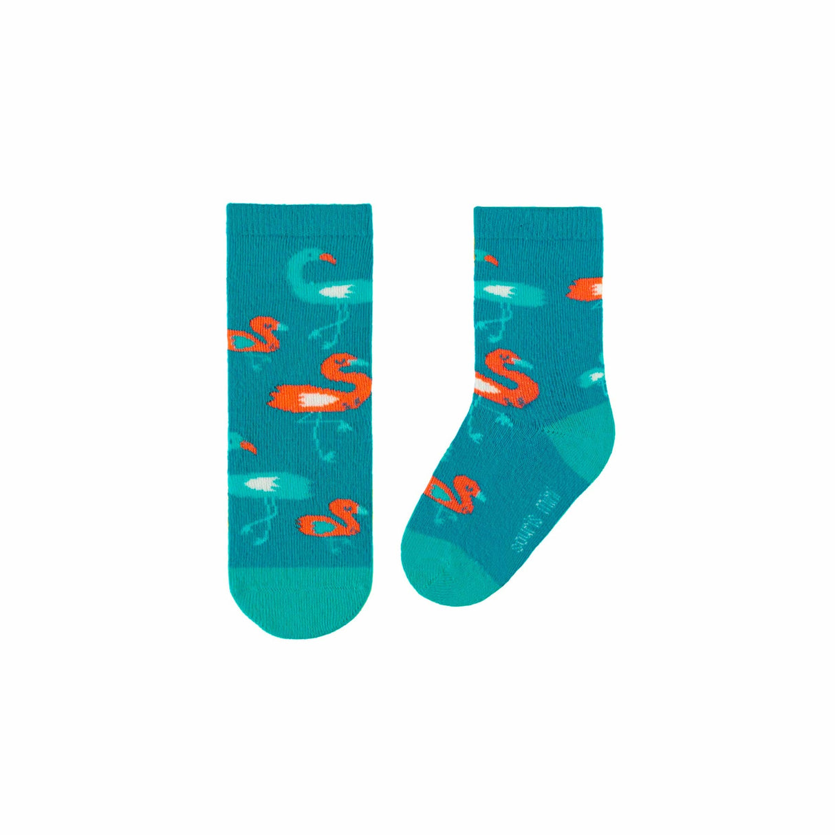 Turquoise socks with flamingo print by Sourismini