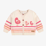 Cream Knit Cardigan- Flamingos and Stripes by Souris Mini