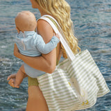 Canvas Beach Bag- Duck Sage Stripe by Sunnylife