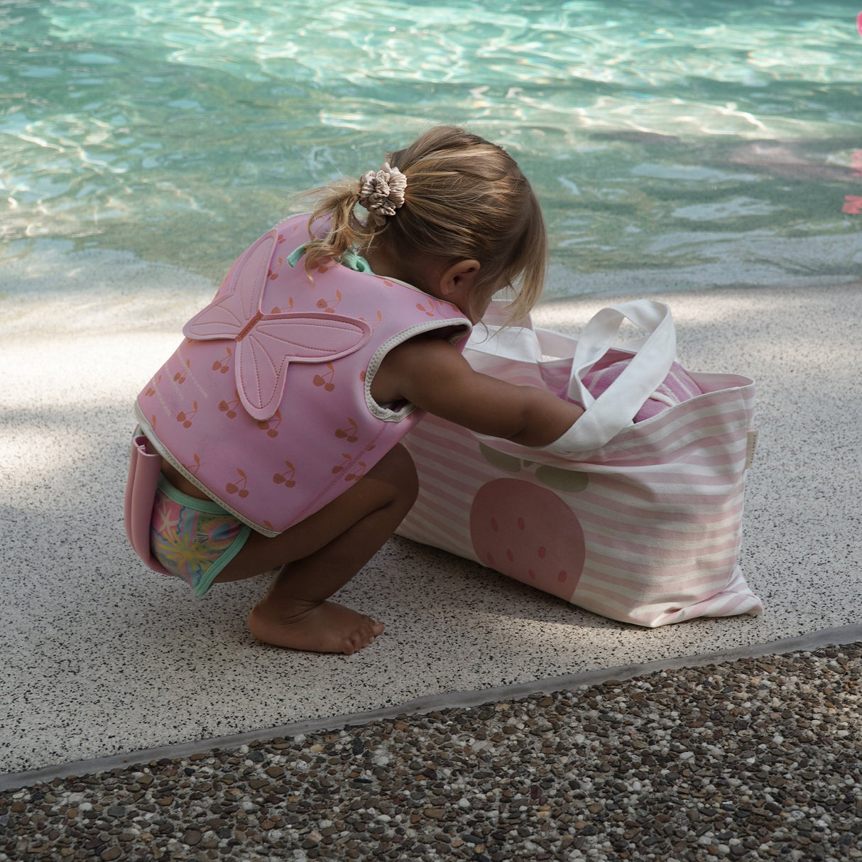 Canvas Beach Bag- Strawberry Sunshine Pink Stripe by Sunnylife