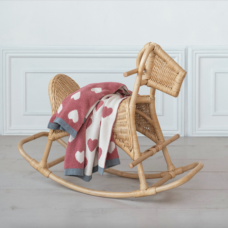 Cotton Knit Chenille Baby Blanket w/ Hearts by Creative Co-Op