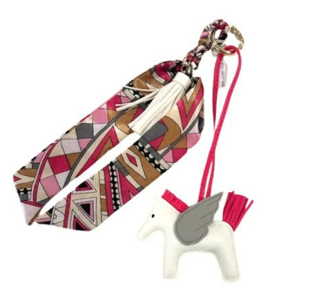 Faux Leather Horse Charm w/ Scarf - White by Malibu Sugar