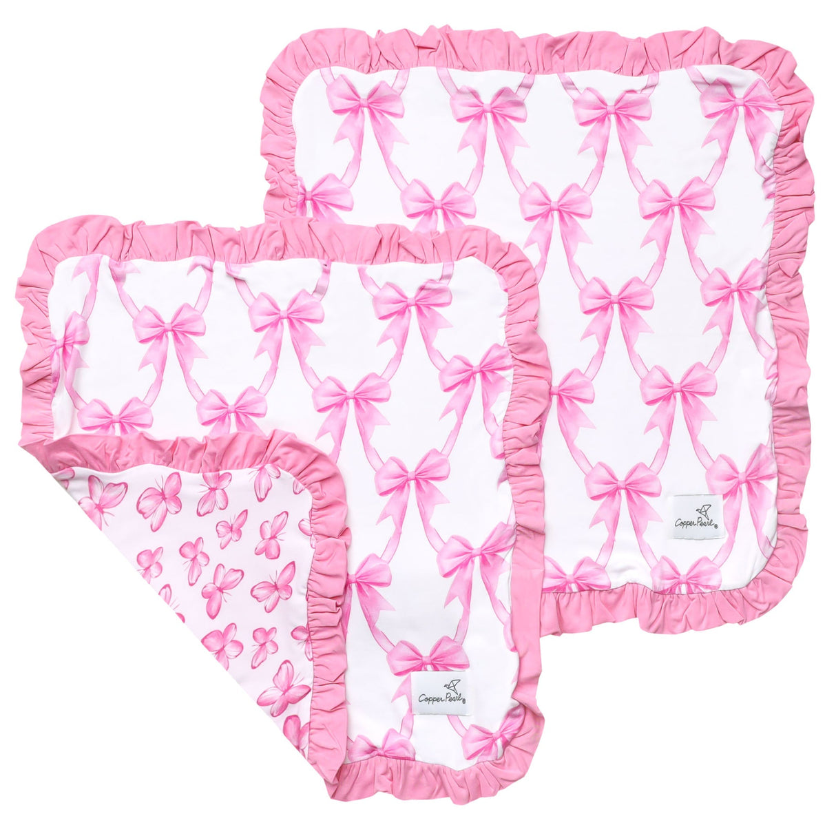 Bamboo Ruffled Three-Layer Lovey Set- Bow My Gosh by Copper Pearl