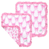 Bamboo Ruffled Three-Layer Lovey Set- Bow My Gosh by Copper Pearl