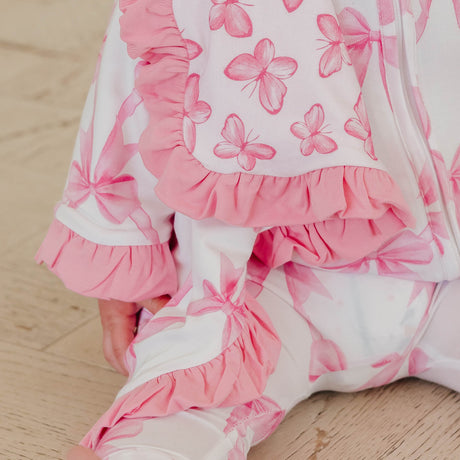 Bamboo Ruffled Three-Layer Lovey Set- Bow My Gosh by Copper Pearl