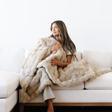 Plush Faux Fur Throw Blanket- Sesame by Saranoni